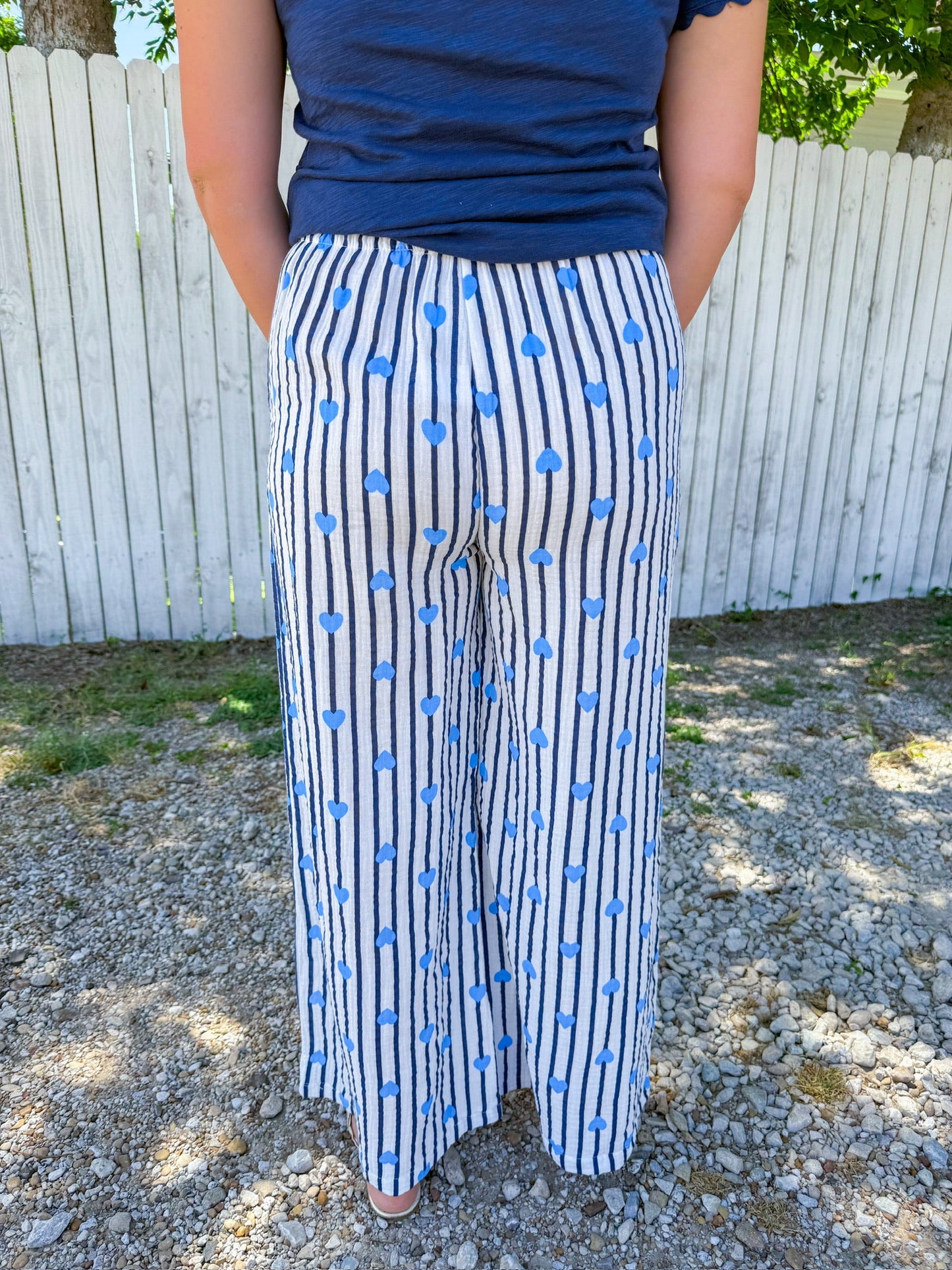 Playful Heart Pants - Cream/Aqua