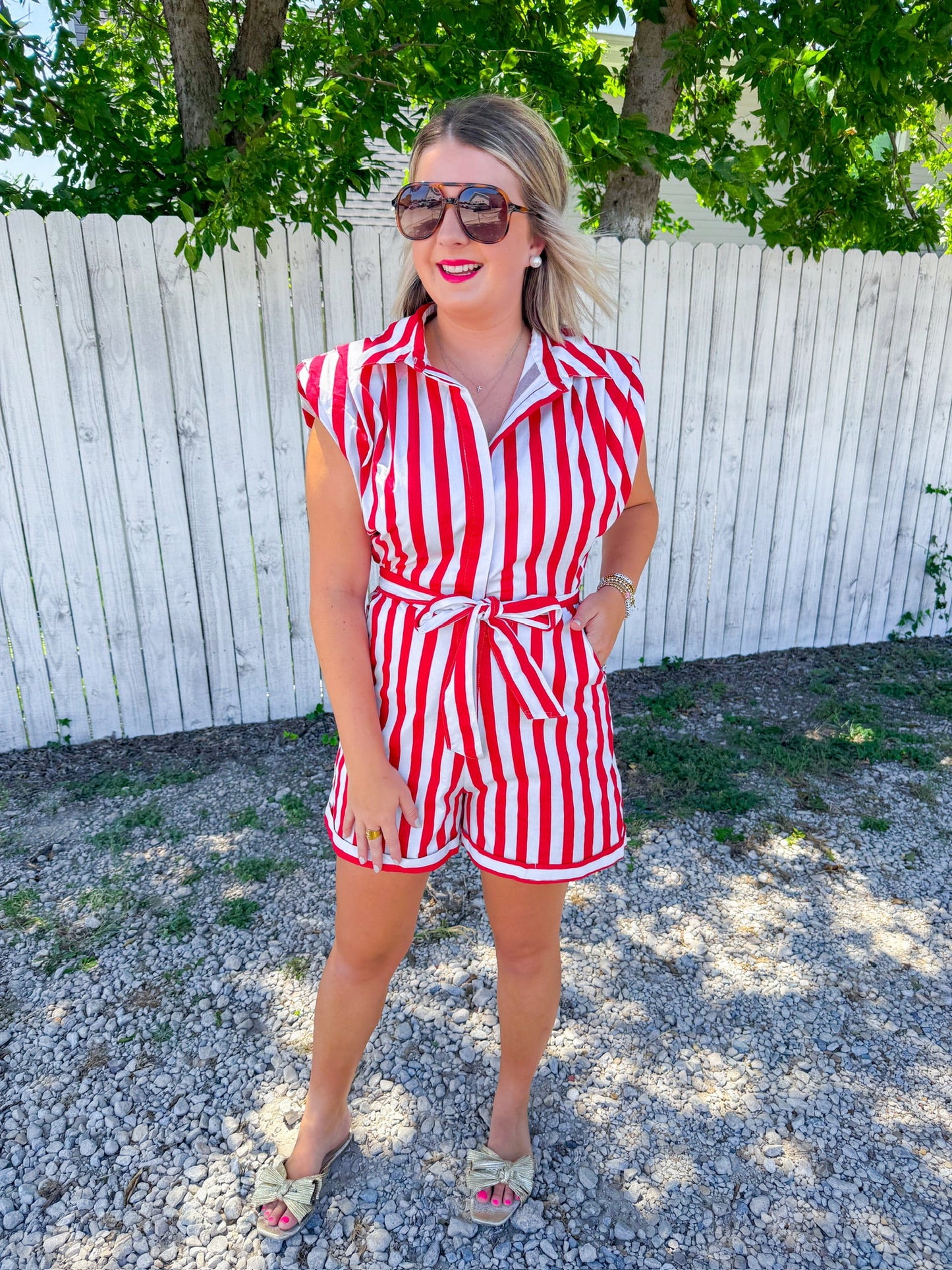 Biggest Cheerleader Romper - Red