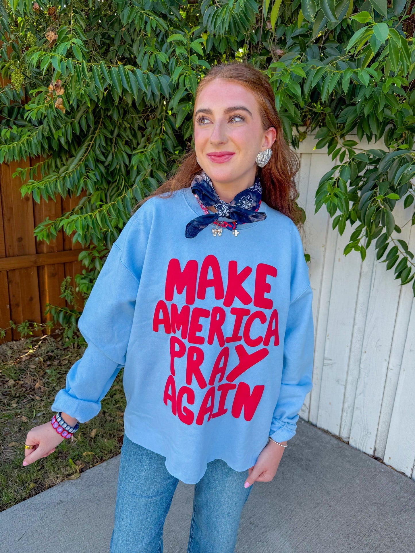 Make America Pray Sweatshirt - Light Blue