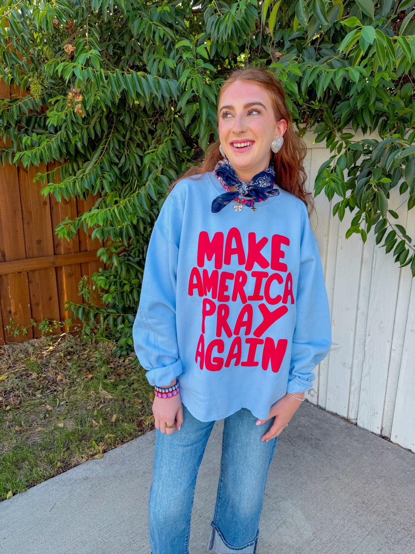 Make America Pray Sweatshirt - Light Blue