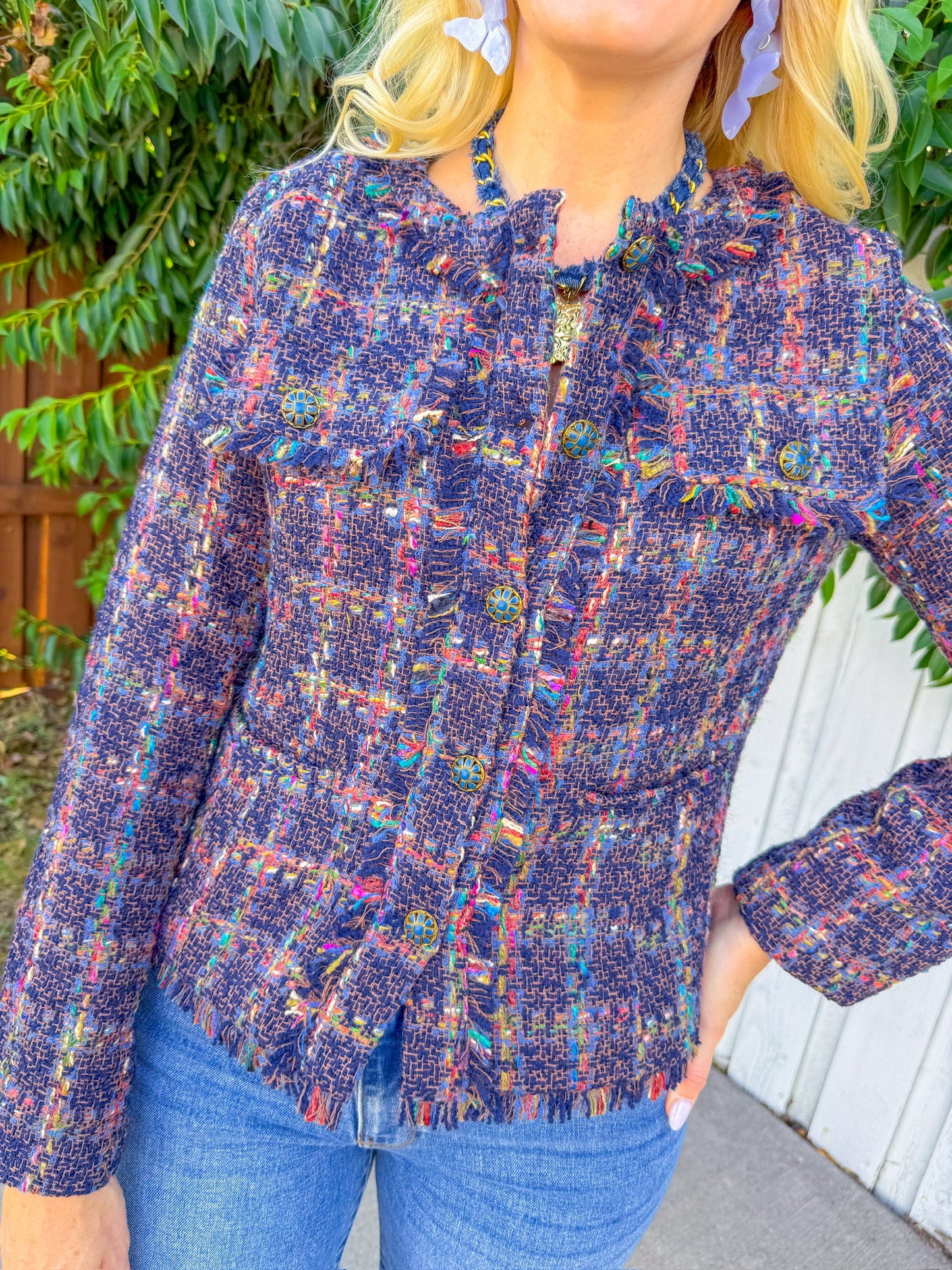 Timeless Twist Blazer - Navy Tweed