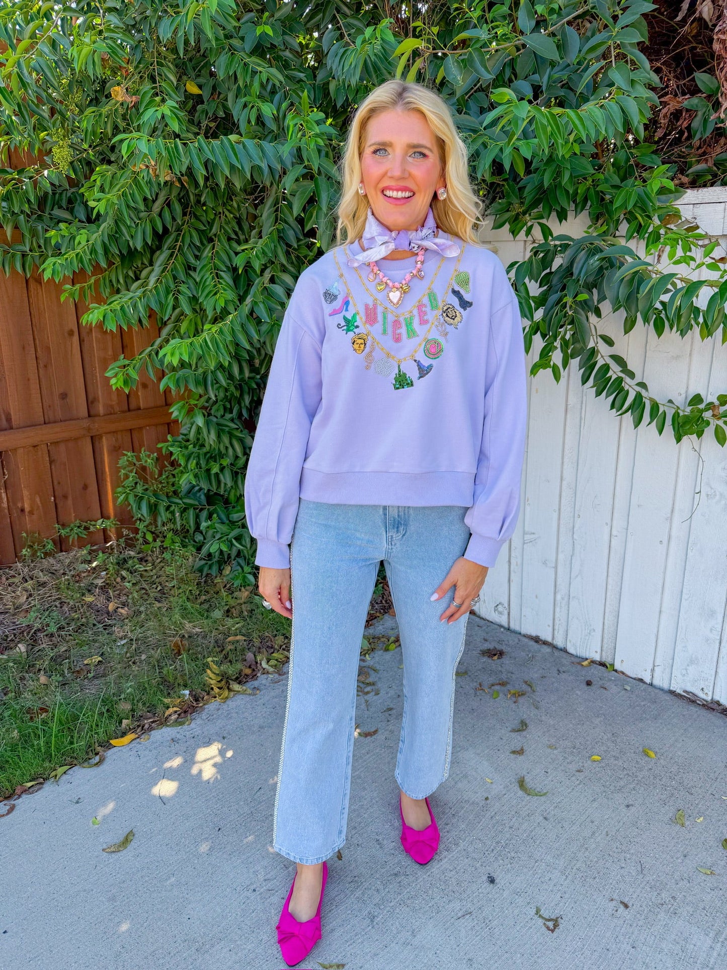 Licensed Wicked Charm Necklace Sweatshirt - Lavender