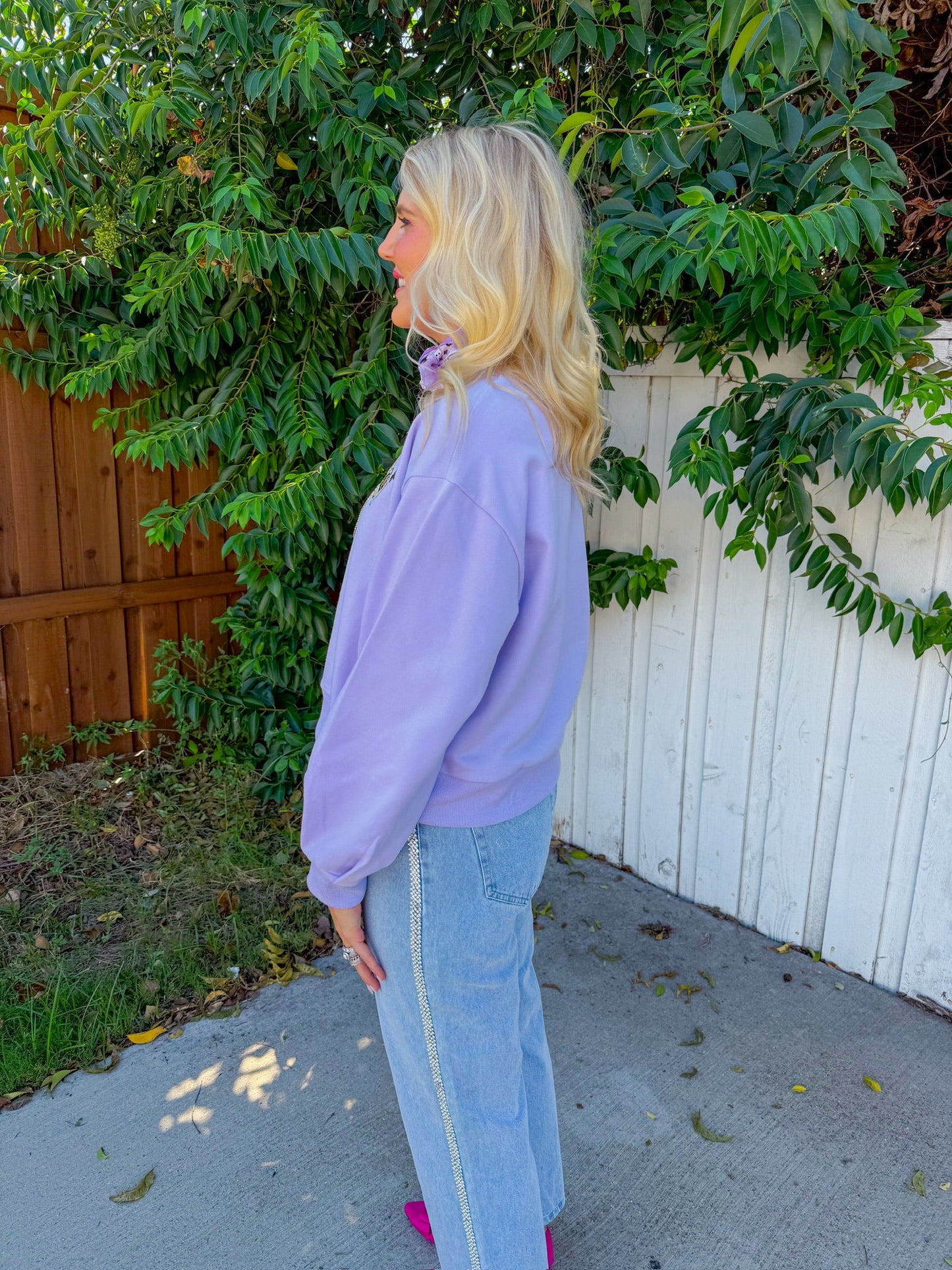 Licensed Wicked Charm Necklace Sweatshirt - Lavender