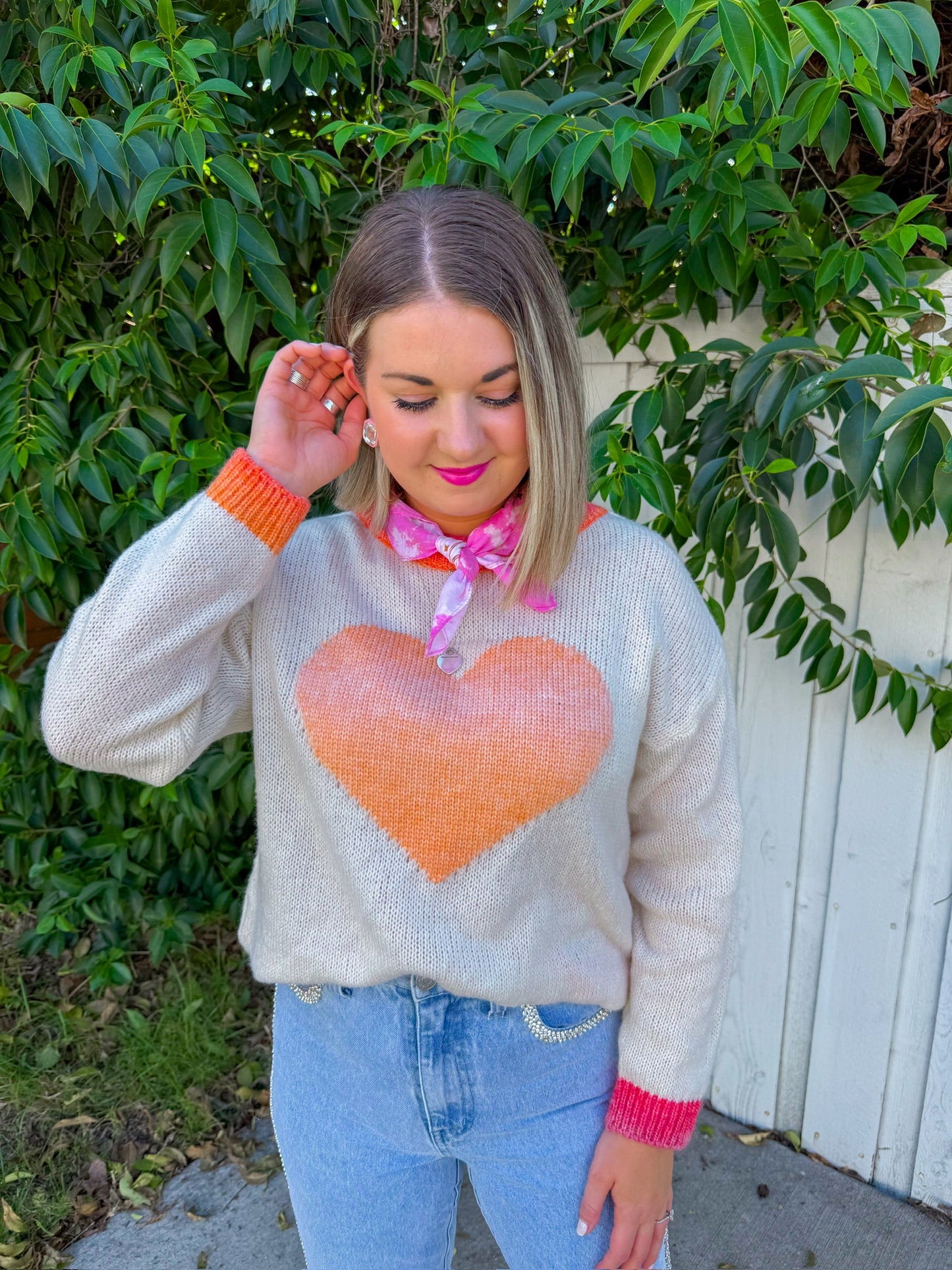 Bold Heart Sweater - Cream