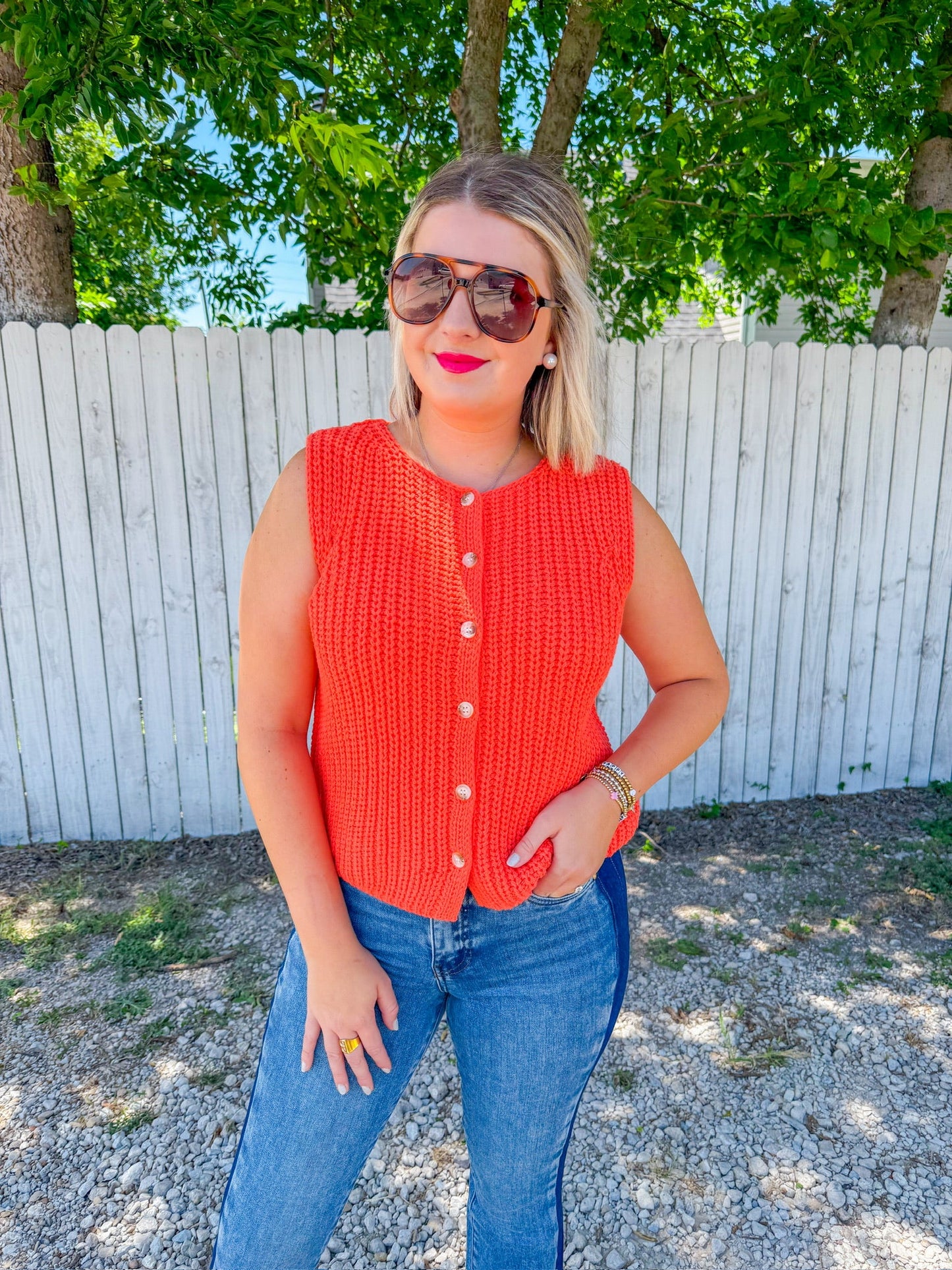 Sun Believable Sleeveless Sweater - Papaya