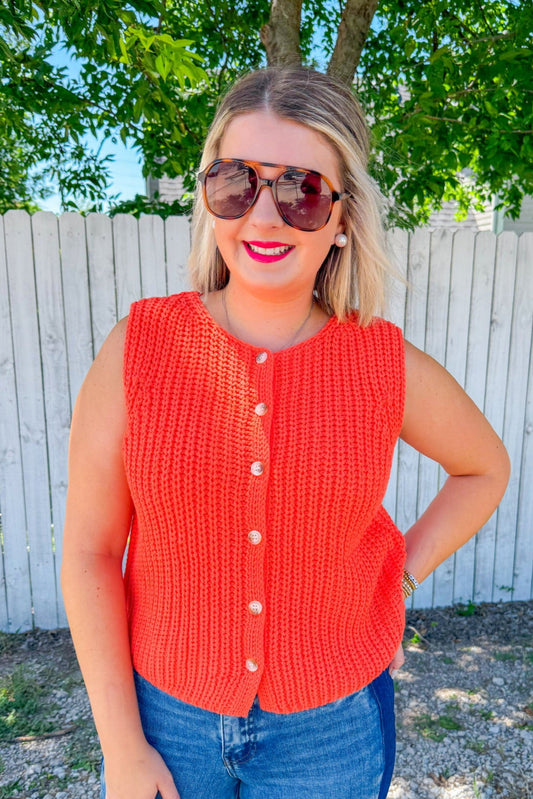 Sun Believable Sleeveless Sweater - Papaya