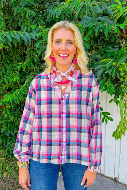 Subtle Shimmer Top - Pink/Blue