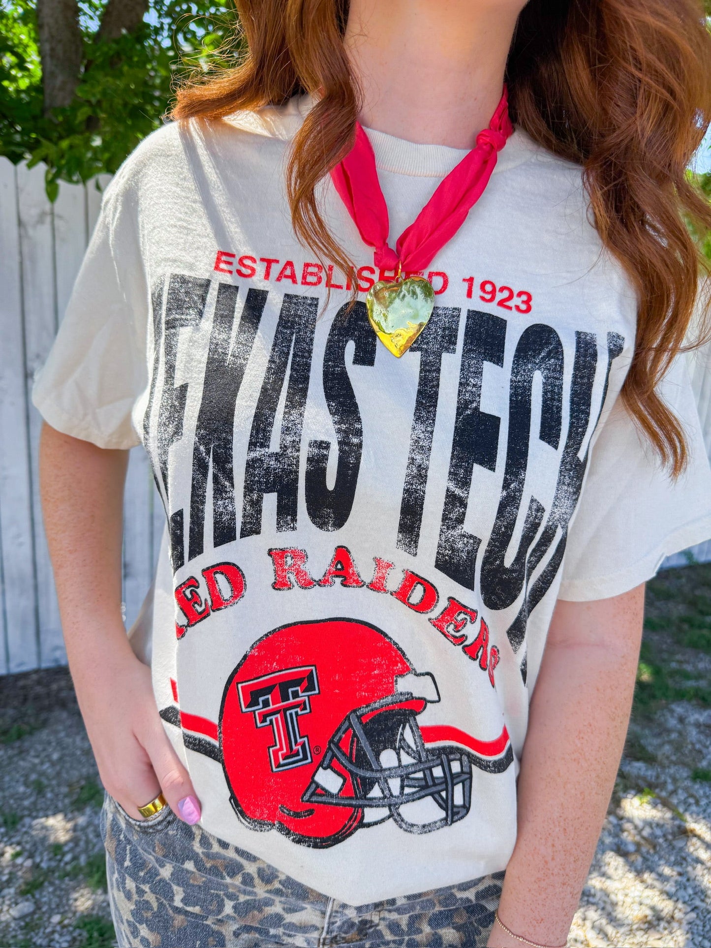 Texas Tech Helmet Tee - Off White