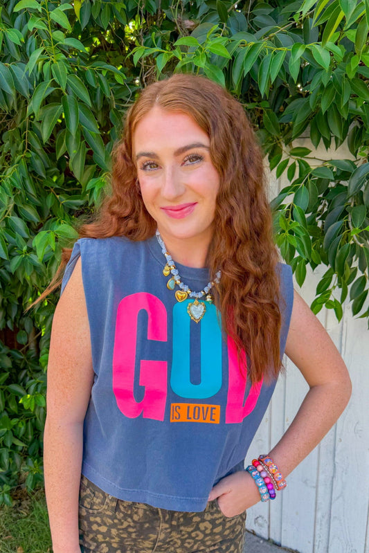 God Is Love Tank - Navy