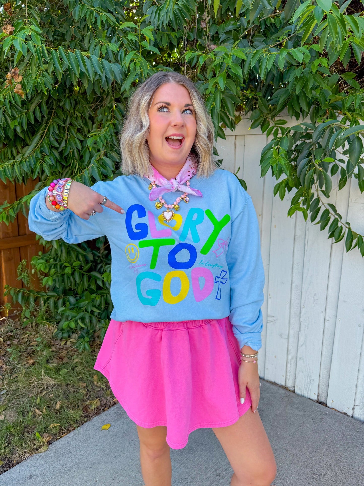 Glory To God Sweatshirt - Light Blue