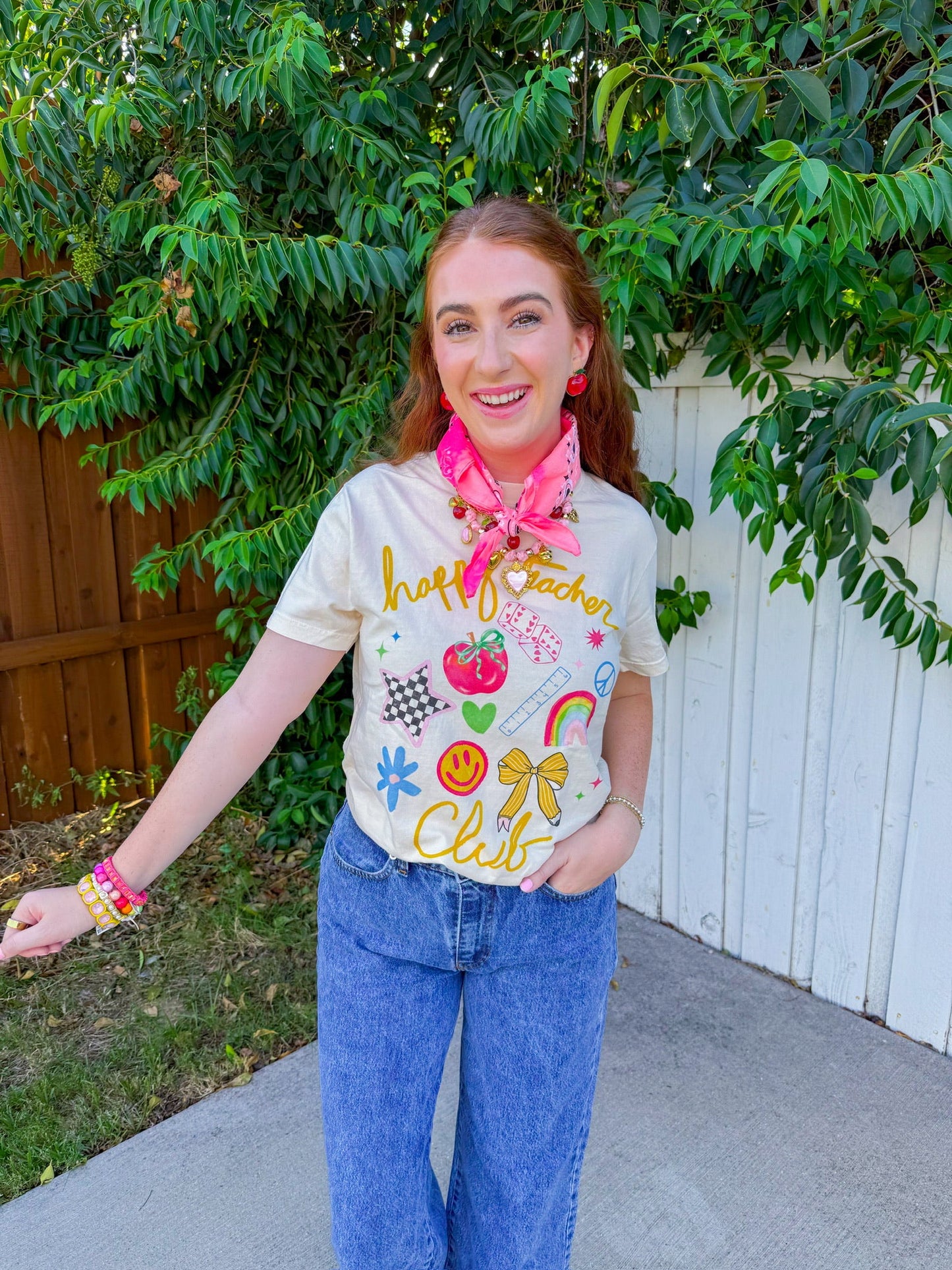 Happy Teacher Tee - Ivory