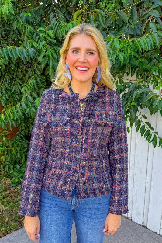 Timeless Twist Blazer - Navy Tweed