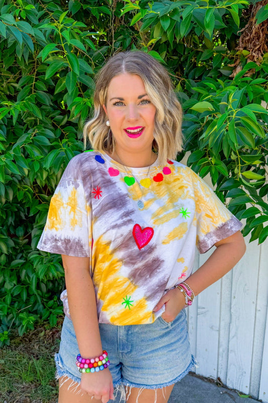 Rainbow Hearts Tee - Yellow