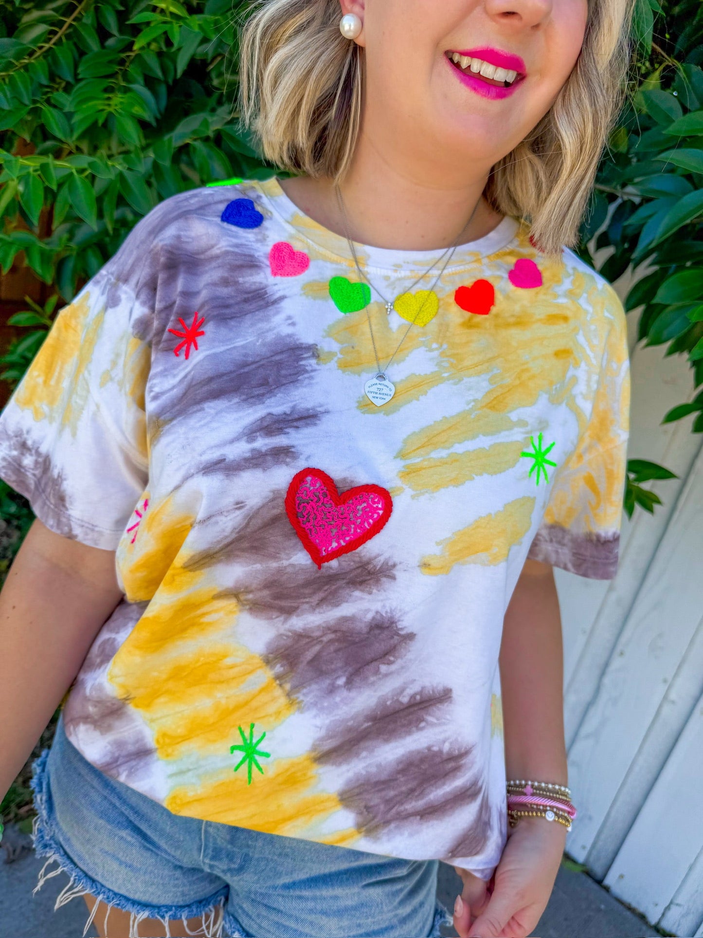 Rainbow Hearts Tee - Yellow
