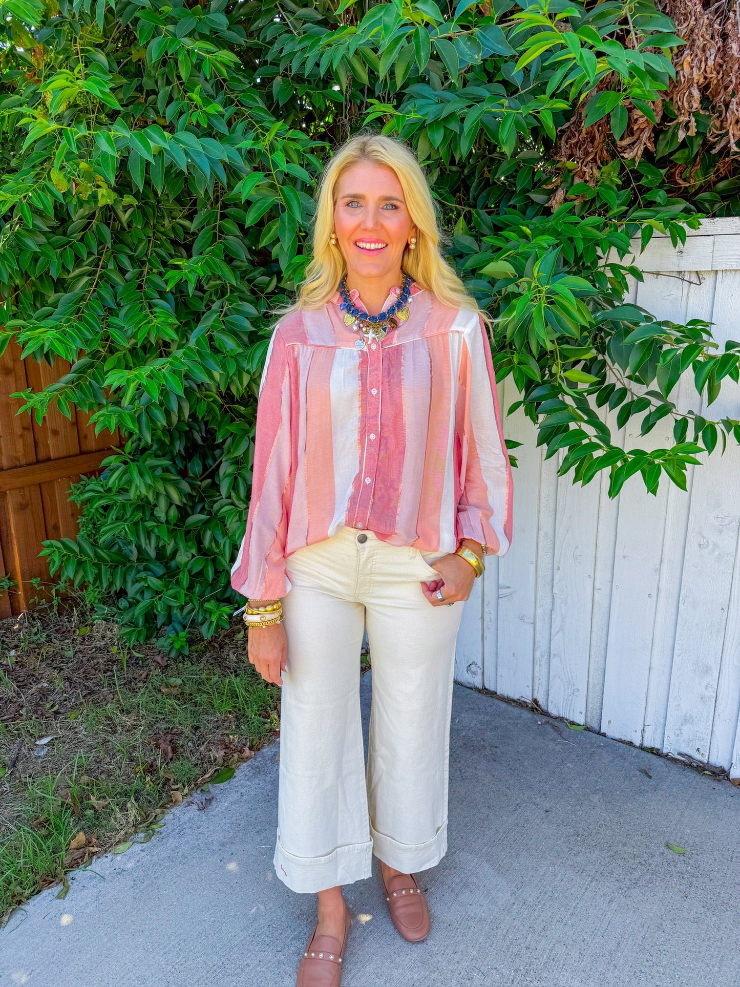 Hint Of Shimmer Top - Coral/Orange