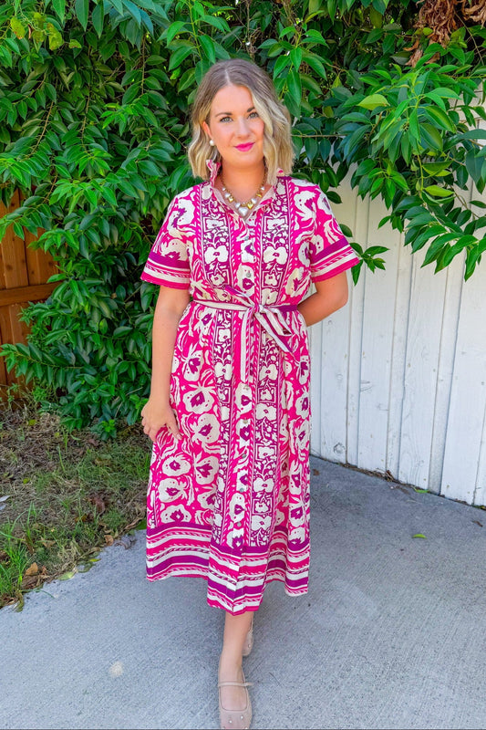 In The Best Way Midi Dress - Magenta