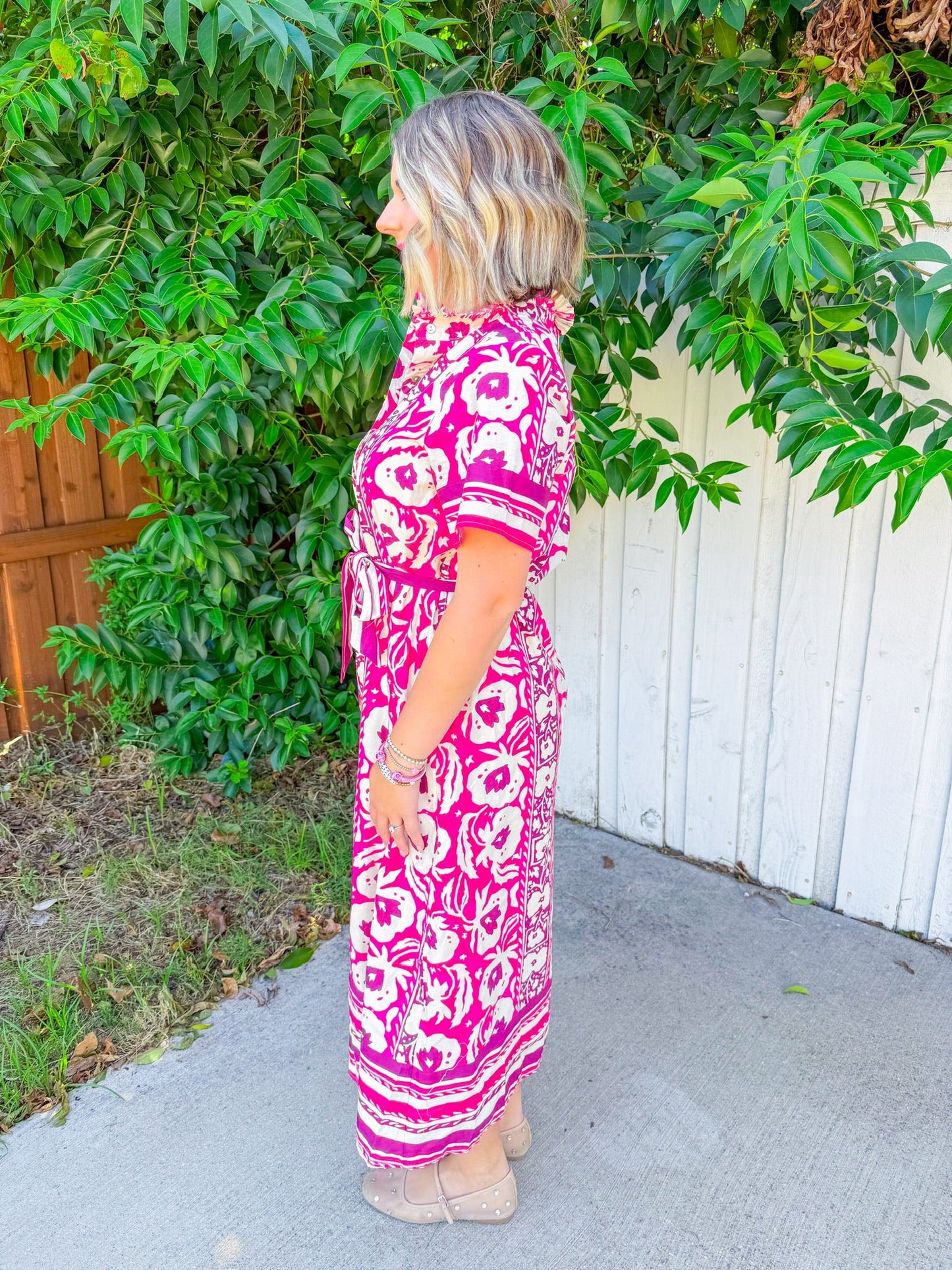 In The Best Way Midi Dress - Magenta
