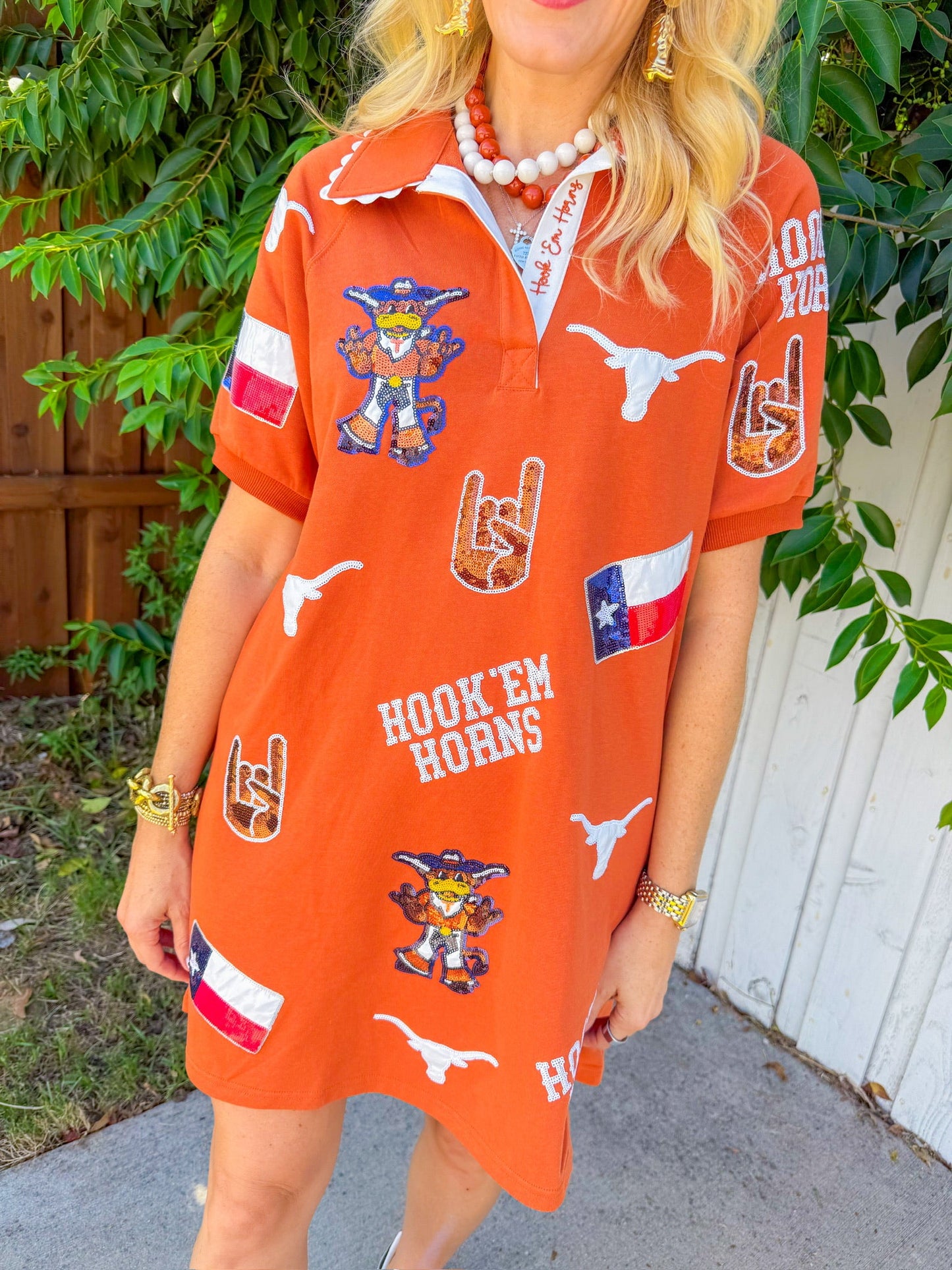 Texas Logo Patch Dress - Burnt Orange