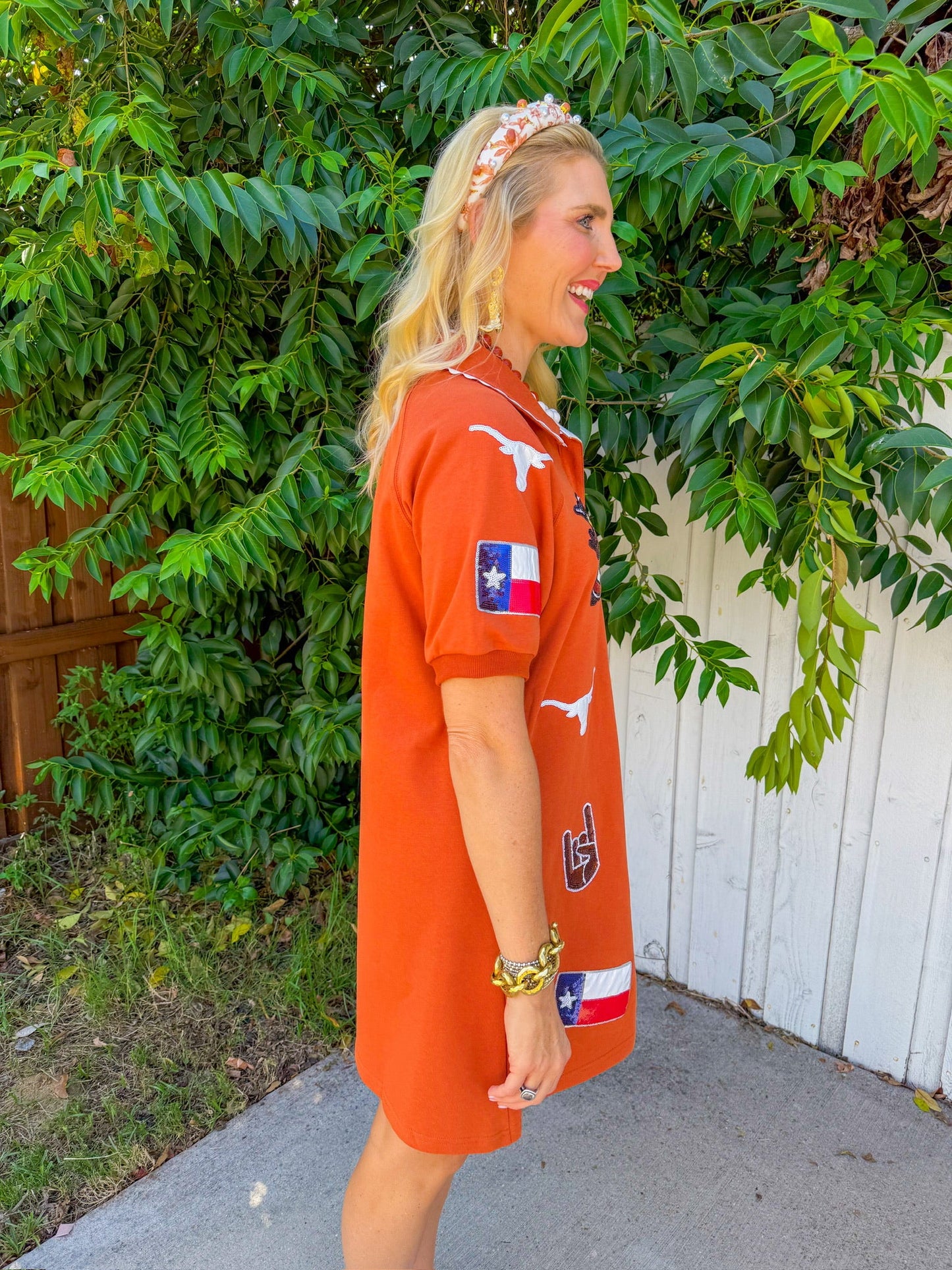 Texas Logo Patch Dress - Burnt Orange