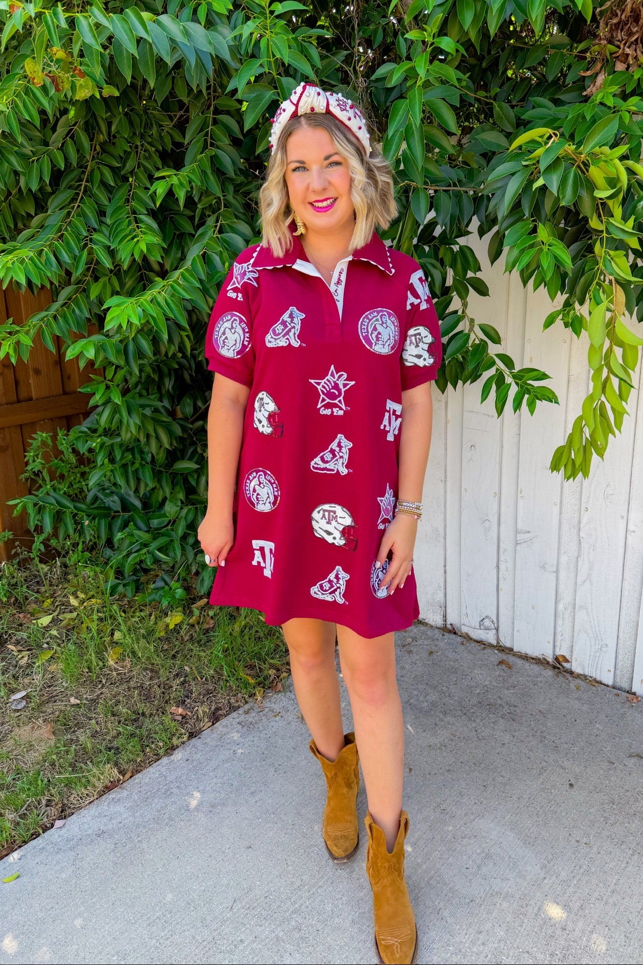 Texas A&M Logo Patch Dress - Maroon
