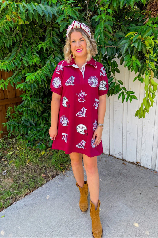 Texas A&M Logo Patch Dress - Maroon