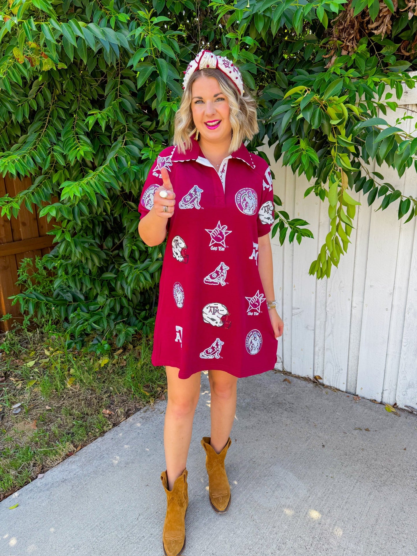 Texas A&M Logo Patch Dress - Maroon