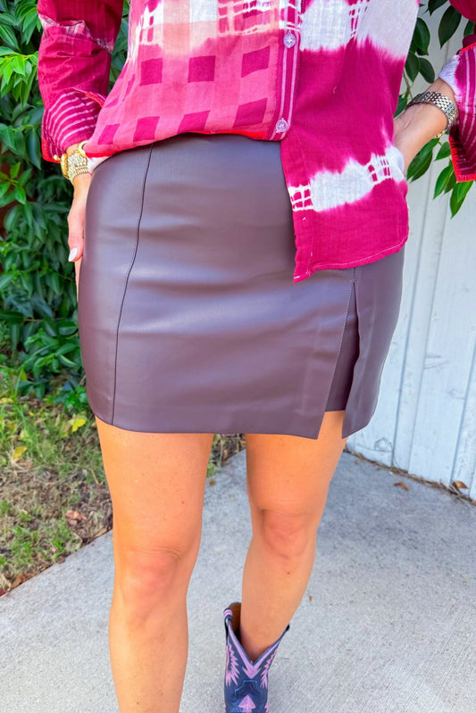 Flirt Alert Skirt - Brown
