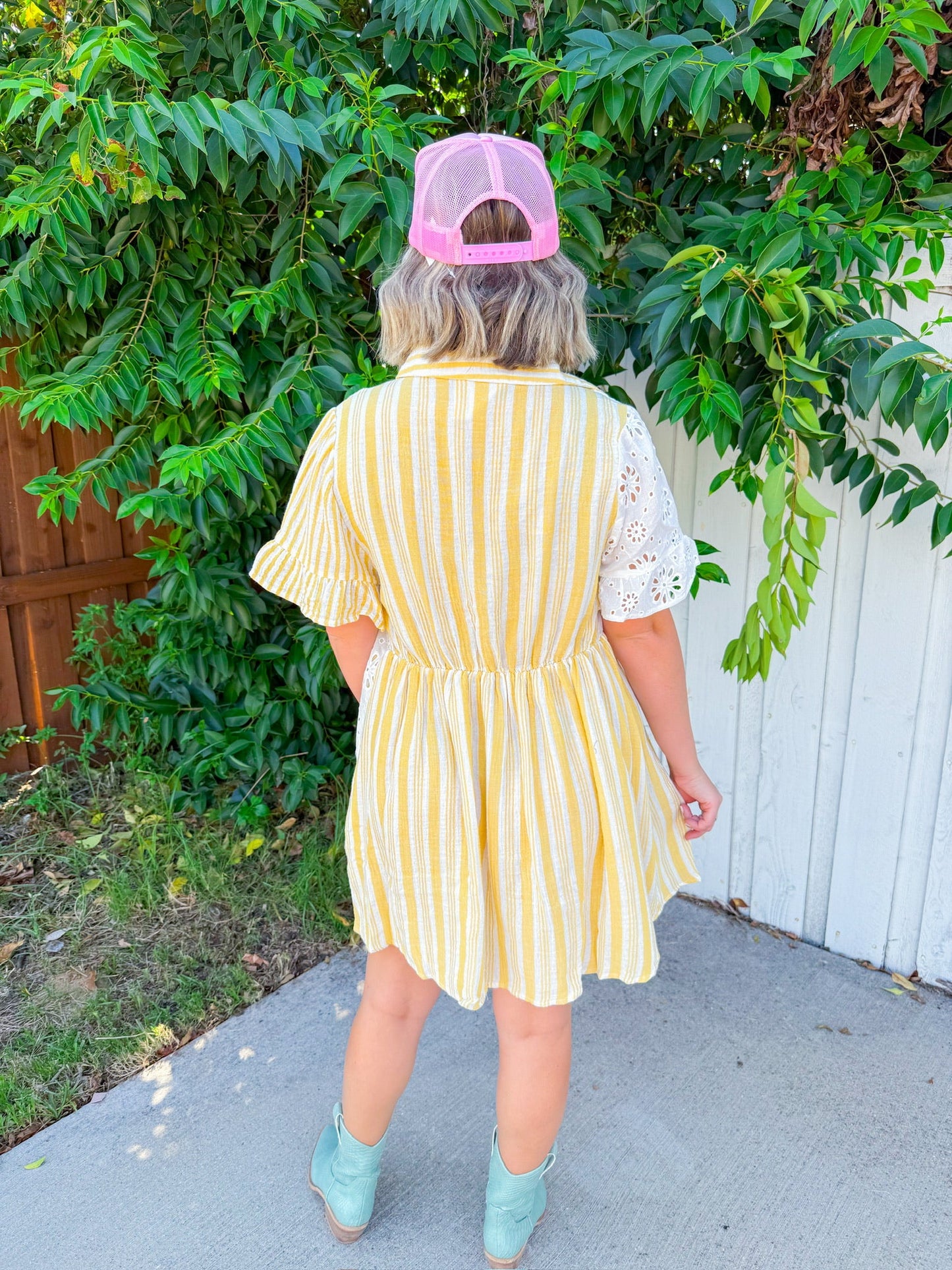 Lemon Twist Shirt Dress - Yellow