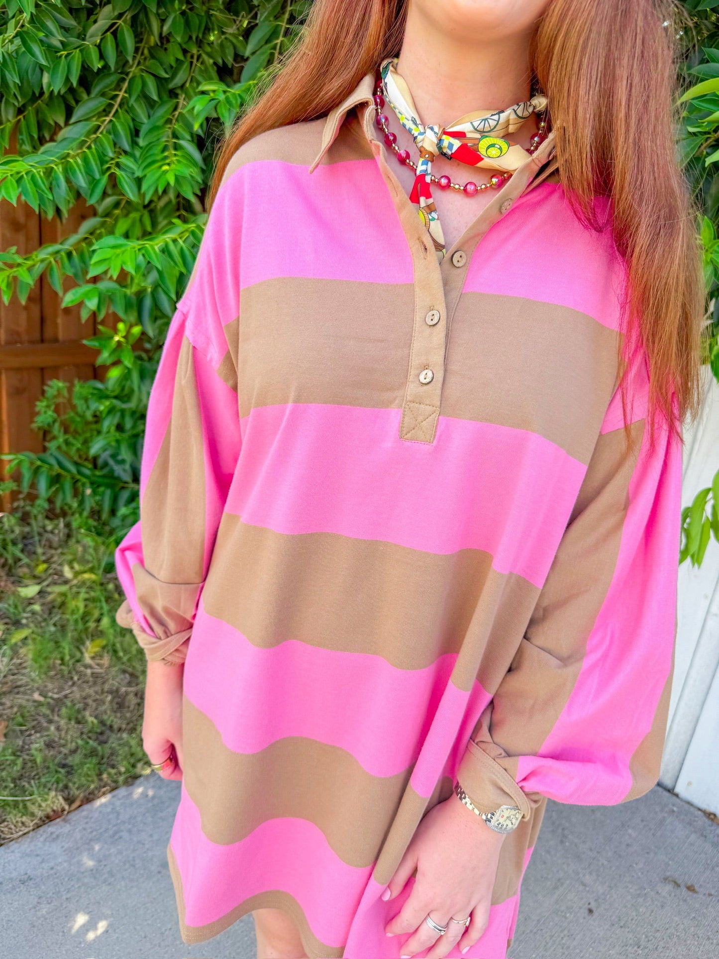 Seize The Day Dress - Pink/Mocha