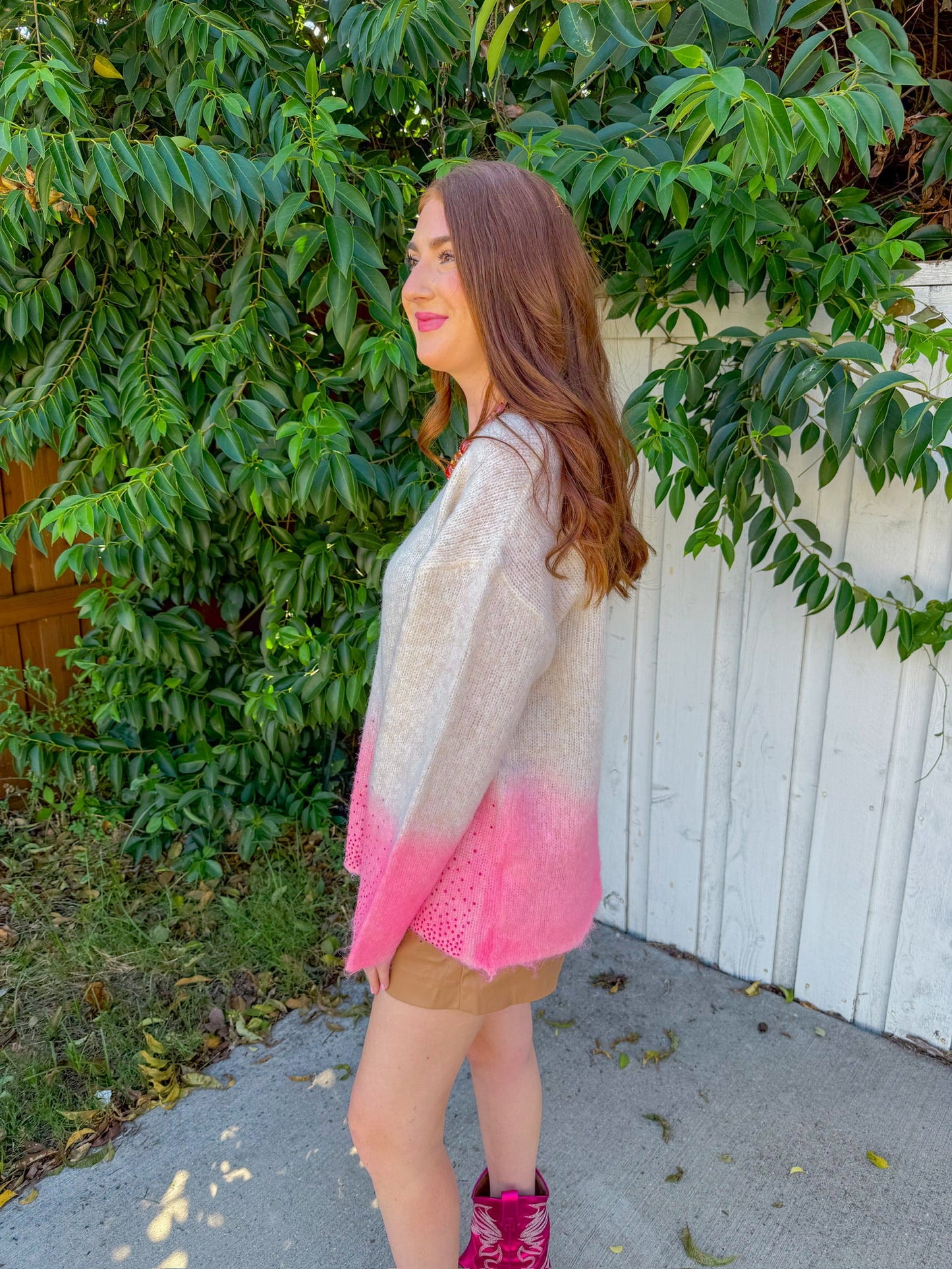 Until Tomorrow Sweater - Cream/Pink