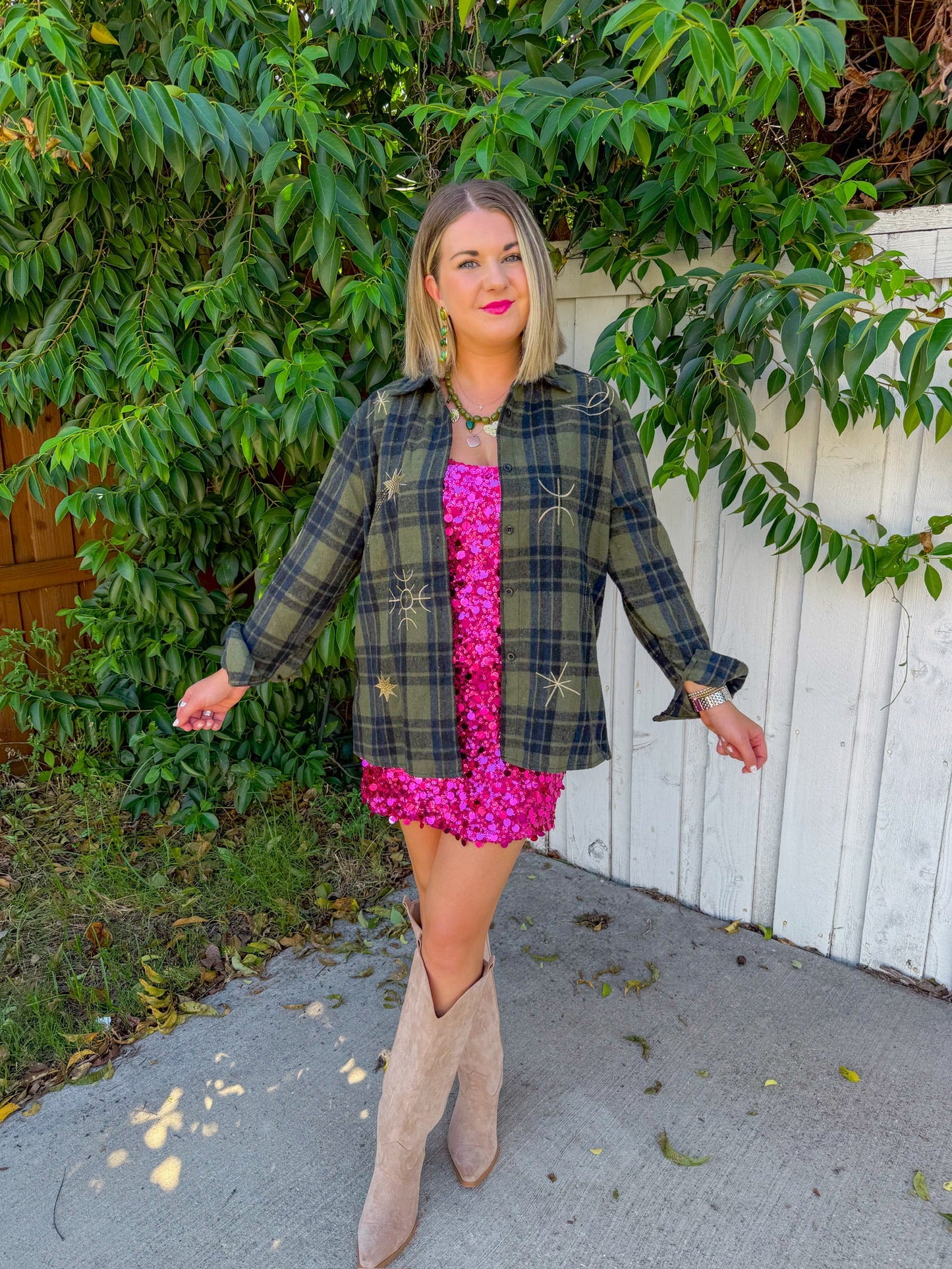 Moon & Stars Shacket - Olive