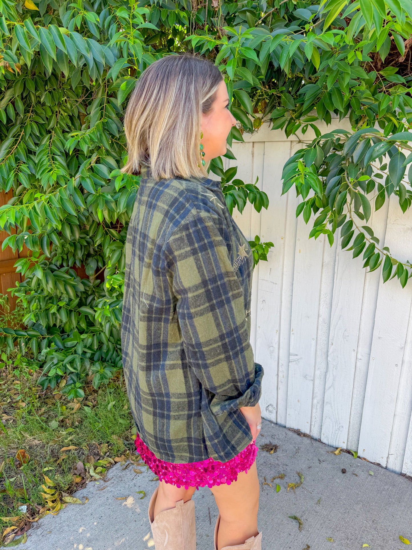 Moon & Stars Shacket - Olive