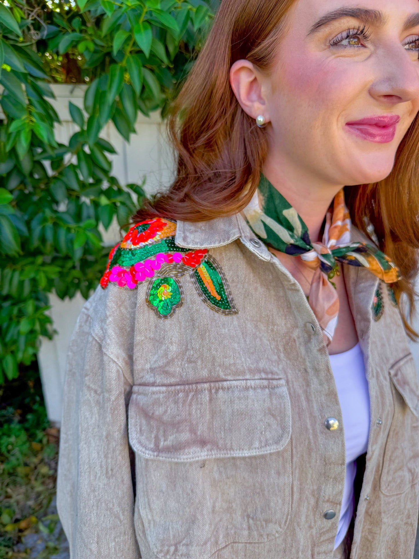 Girls Night Button Down - Tan